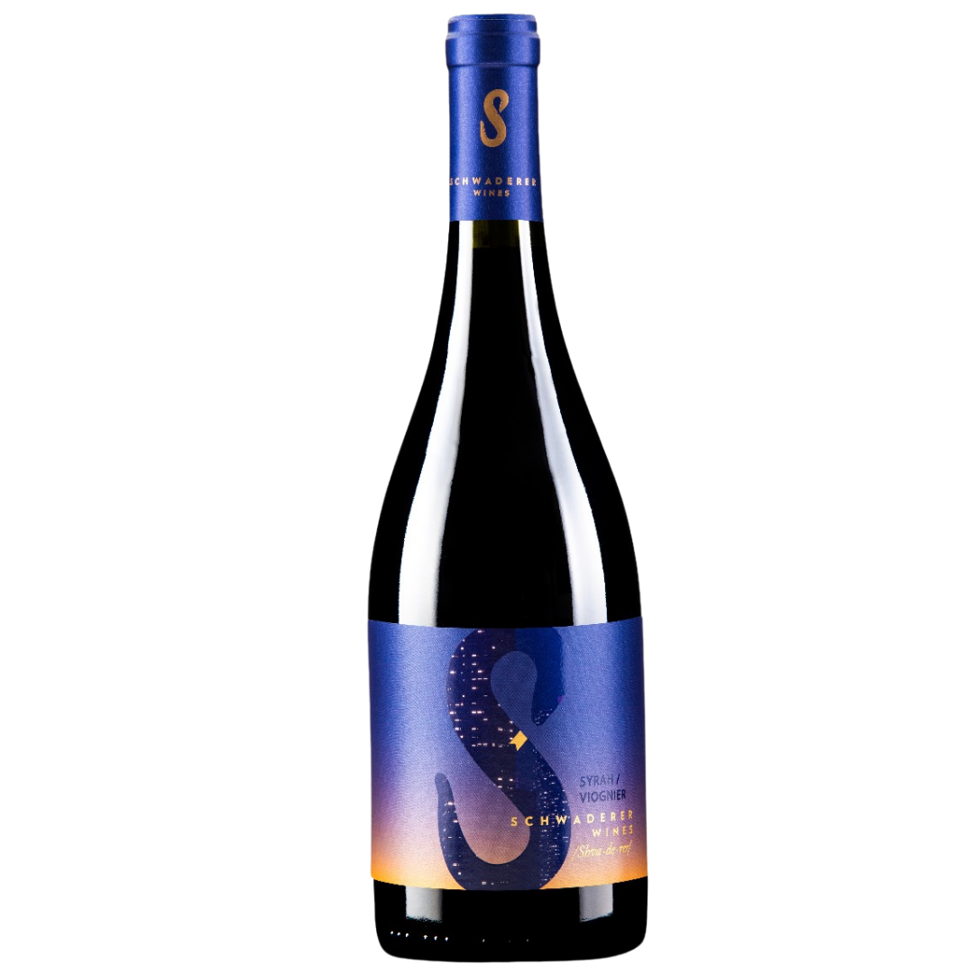 Botella de Schwaderer Syrah Viognier 2024 – Vino tinto, Ensamblaje de Schwaderer Wines