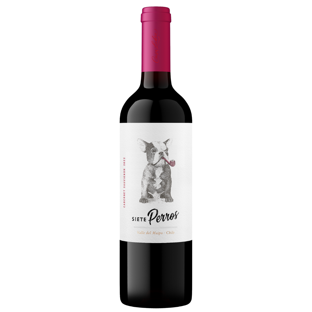 Botella de Siete Perros Cabernet Sauvignon 2022 – Vino tinto, Cabernet Sauvignon de Viña Casalibre SpA