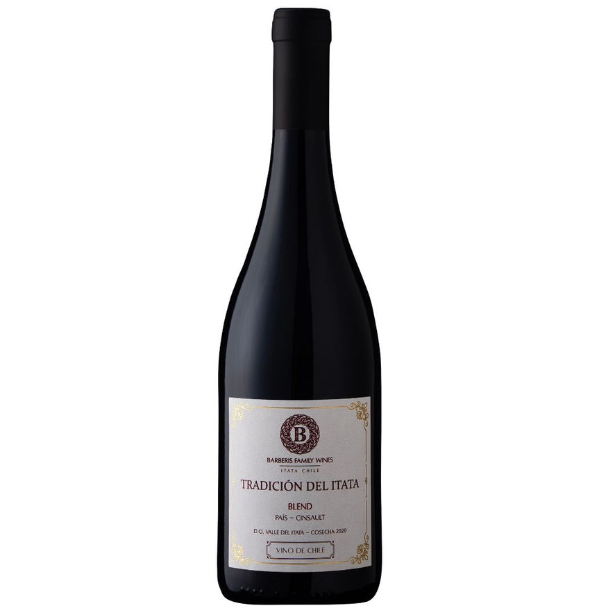 Botella de Barberis Family Wines Tradición del Itata Blend País–Cinsault 2020 – Vino tinto, Ensamblaje de Barberis Family Wines