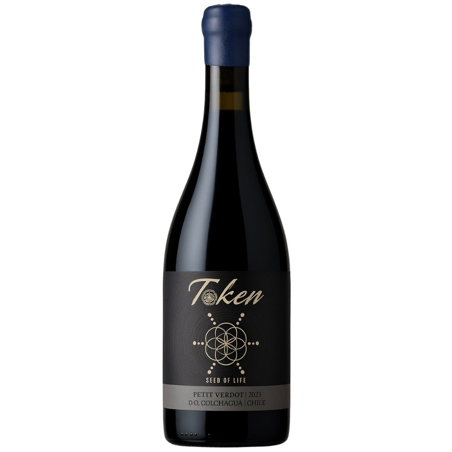 Botella de Token Petit Verdot 2023 – Seed of Life Series – Vino tinto, Petit Verdot de Token Wines by El Portazo SpA