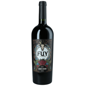 Botella de Fuy Gran Reserva Cabernet Sauvignon 2020 del Valle de Colchagua, vino chileno elegante, jugoso y fresco.