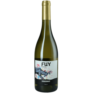 Botella de vino Fuy Chardonnay 2020 Valle de Casablanca, vino blanco fresco y frutal de Chile.