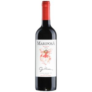 Botella de vino Gillmore Mariposa Red Blend 2020, ensamblaje de Merlot, Cabernet Franc y Syrah del Valle de Loncomilla